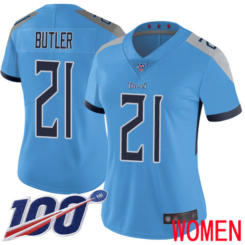Tennessee Titans Limited Light Blue Women Malcolm Butler Alternate Jersey NFL Football #21 100th Season Vapor Untouchable->tennessee titans->NFL Jersey
